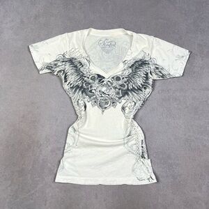 Sinful Women's Cream Winged Graphic Tee By Affliction